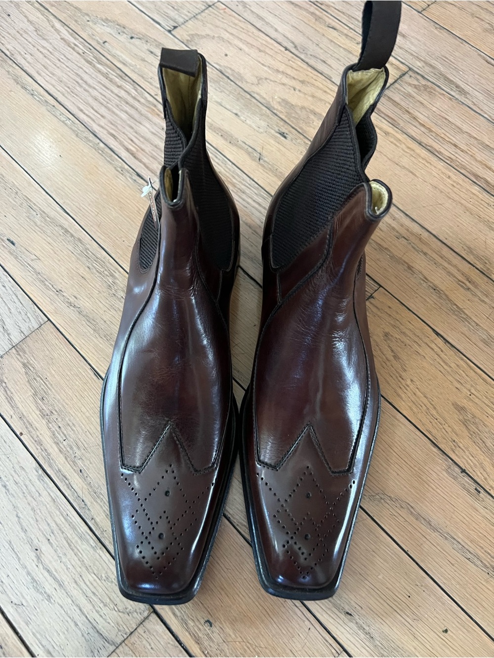 Men's Brown Leather Chelsea Boots - Classic Wingtip Detail